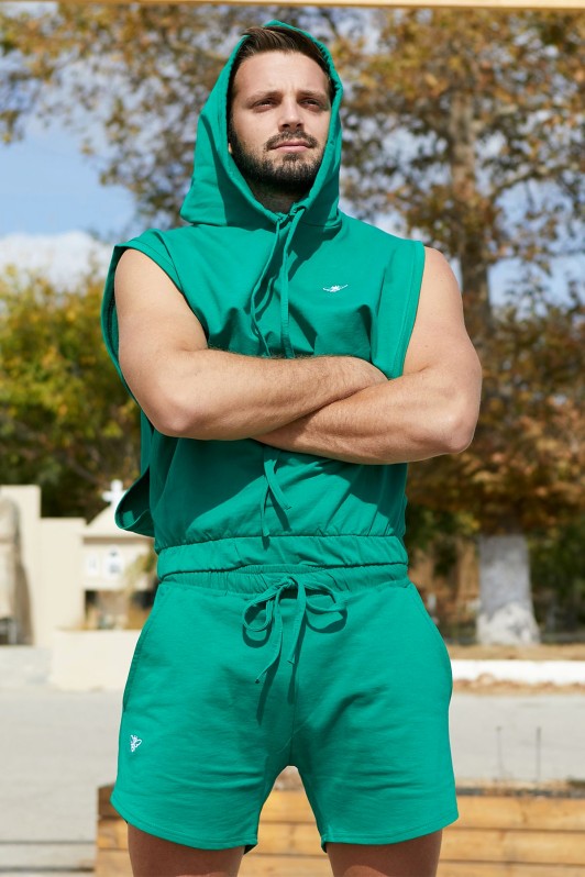 ALEX GREEN VEST WITH HOODIE