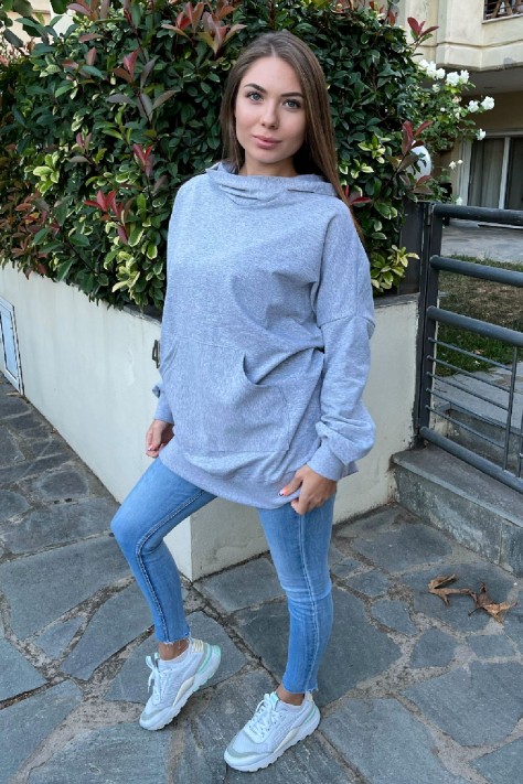 Oversized γυναικεία φούτερ με κουκούλα