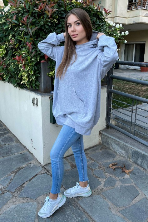 Oversized γυναικεία φούτερ με κουκούλα