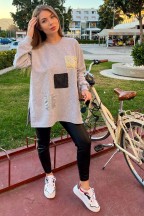 Oversized γυναικεία φούτερ με διακοσμητικές παγιέτες