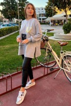 Oversized γυναικεία φούτερ με διακοσμητικές παγιέτες