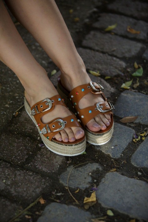 Flatform Γυναικείες Παντόφλες Camel