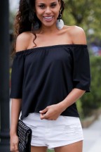 Μαύρη Basic Γυναικεία Μπλούζα Chiccy