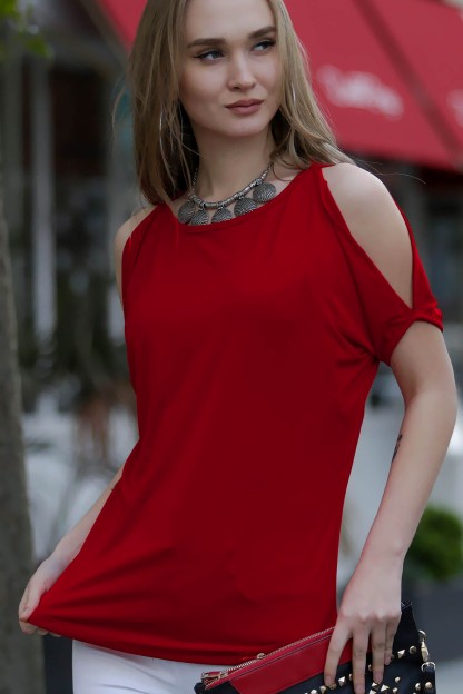 Κόκκινη Basic Γυναικεία Μπλούζα Chiccy