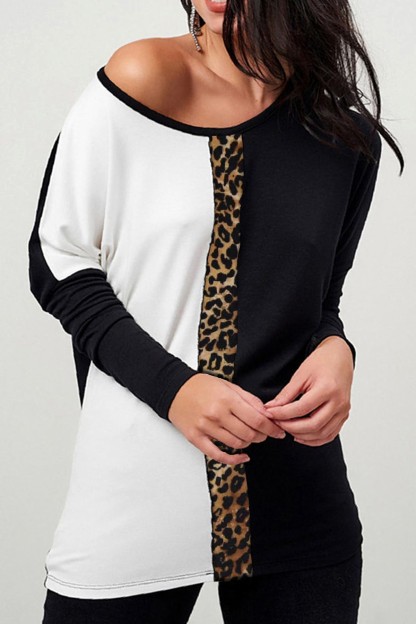 Ασπρόμαυρη Μπλούζα Chiccy Με Ρίγα Από Λεοπάρ.