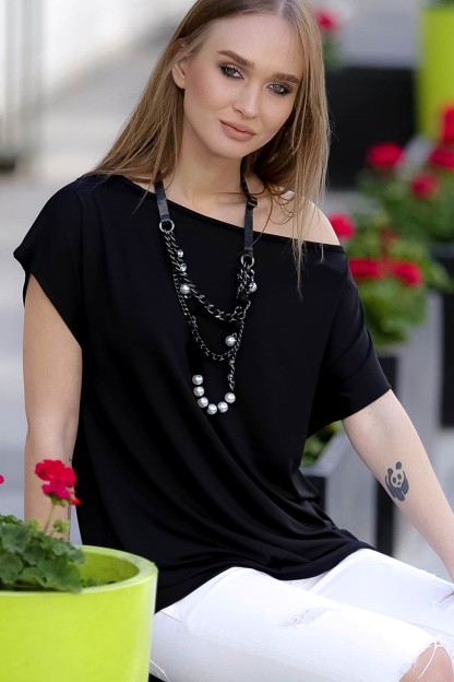 Μαύρη Γυναικεία Μπλούζα Chiccy Με Ανοιχτό Ώμο