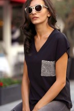 Μαύρο Γυναικείο Κοντομάνικο T-Shirt Chiccy