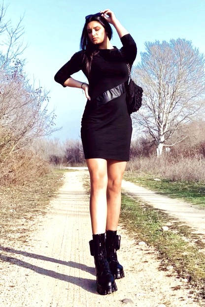 Γυναικείο Φόρεμα Denise Με Δερμάτινη Ρίγα