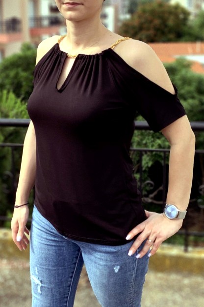 Μαύρη Μπλούζα Με Ανοιχτούς Ώμους