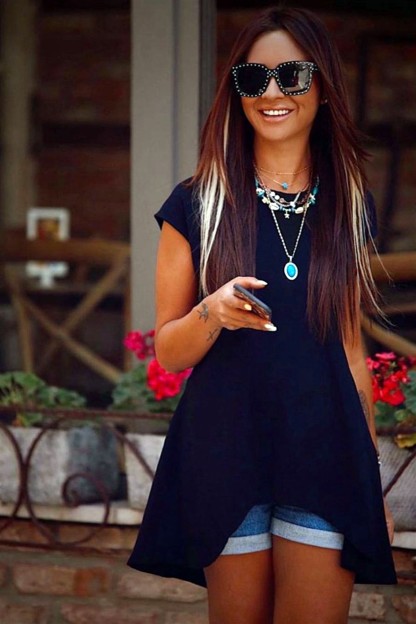 Μπλε Γυναικεία Ασύμμετρη Μπλούζα