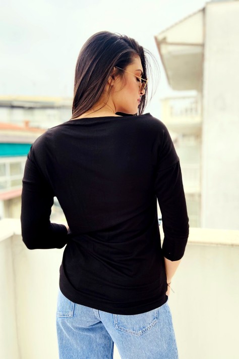 Μακρυμάνικη Μπλούζα Denise Με Δερμάτινη Ρίγα
