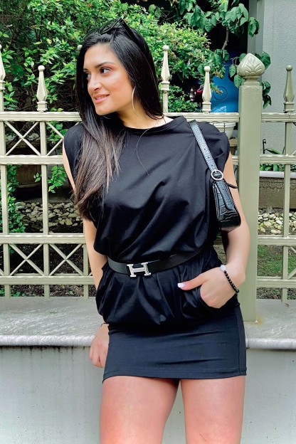 Μαύρο Γυναικείο Φόρεμα Denise Με Τσέπες