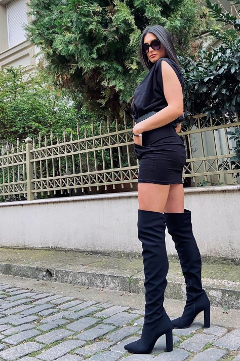 Μαύρο Γυναικείο Φόρεμα Denise Με Τσέπες