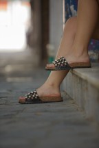 Flat Παντόφλες Μαύρες Με Στρας Και Πέρλες